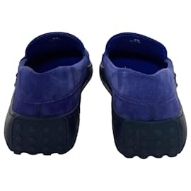 Tod's-Tod's Slip-On Loafers in Blue Suede-Blue
