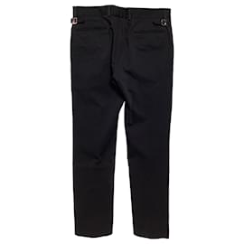 Louis Vuitton- Louis Vuitton Detailed Buckle Slim-Fit Trousers in Black Cotton-Black