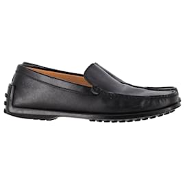 Tod's- Tod's Logo Square-Toe Loafers in Black Leather-Black