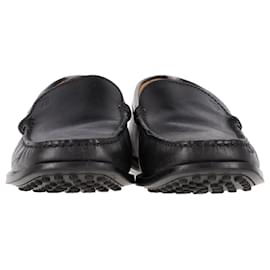 Tod's- Tod's Logo Square-Toe Loafers in Black Leather-Black