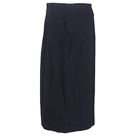 Max Mara- Max Mara Pinstripe Midi Pencil Skirt in Navy Blue Wool-Blue,Navy blue
