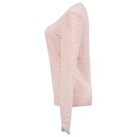 Hermès- Hermès H Embossed Crewneck Sweater in Pink Wool-Pink