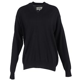 Maison Martin Margiela Maison Margiela V-Ausschnitt Pullover aus schwarzer Wolle Schwarz