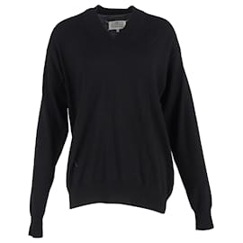 Maison Martin Margiela-Maison Margiela V-Neck Sweater in Black Wool-Black