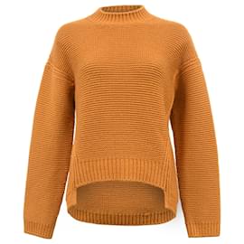 Hermès- Hermès Knitted Mock Neck Sweater in Brown Wool-Brown,Red