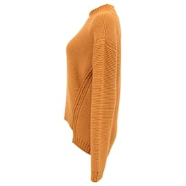 Hermès- Hermès Knitted Mock Neck Sweater in Brown Wool-Brown,Red