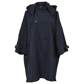 Moncler Double-Breasted Rain Coat in Navy Blue Polyamide  Blue Navy blue