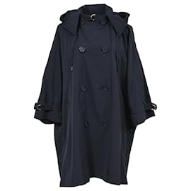 Moncler- Moncler Double-Breasted Rain Coat in Navy Blue Polyamide -Blue,Navy blue