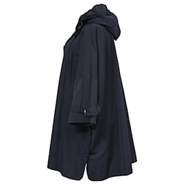 Moncler- Moncler Double-Breasted Rain Coat in Navy Blue Polyamide -Blue,Navy blue