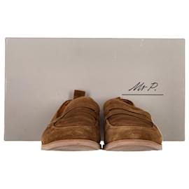 Autre Marque-Mr P. Regenerated Penny Loafers in Brown Suede-Brown,Red