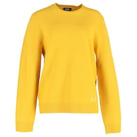 Apc- A.P.C. Logo Knitted Sweater in Yellow Wool-Yellow
