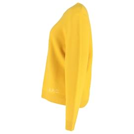 Apc- A.P.C. Logo Knitted Sweater in Yellow Wool-Yellow
