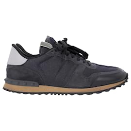 Valentino Garavani-Valentino Garavani Rockrunner Sneakers in Navy Blue Mixed Media-Blue,Navy blue
