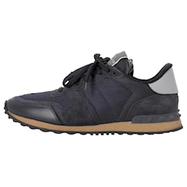 Valentino Garavani-Valentino Garavani Rockrunner Sneakers in Navy Blue Mixed Media-Blue,Navy blue