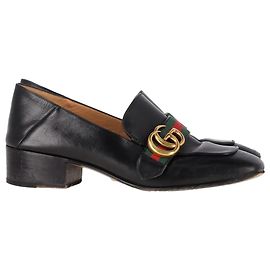 Gucci Peyton Marmont Mid-Heel Loafers in Black Leather  Black