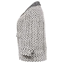 Chanel- Chanel Polka Dot Zipped Jacket in Black And White Cotton Tweed-White