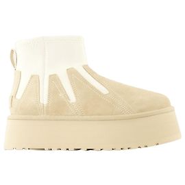 Bota W Classic Mini Dipper Sunwave - UGG - Couro - Bege Marrom Bege