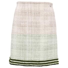 Chanel- Chanel Mini A-Line Skirt in Beige and Red Cotton Tweed-Beige