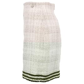 Chanel- Chanel Mini A-Line Skirt in Beige and Red Cotton Tweed-Beige