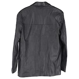 Saint Laurent-Saint Laurent Buttoned Leather Jacket in Black Leather-Black