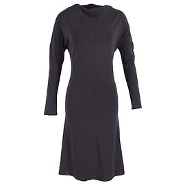 Abito midi a collo barca in cotone nero con maniche lunghe Max Mara Nero