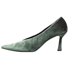 Autre Marque-Green velvet pointed-toe pumps - size EU 40-Green