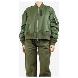 Sacai Olivegrüne Nylon-Bomberjacke - Größe S Grün