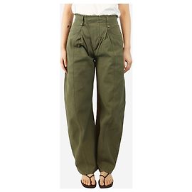 Chloé Pantalones de pierna ancha en espiga deshilachada de hoja de uva - talla UK 8 Verde