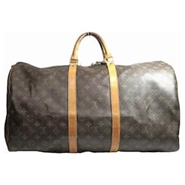 Louis Vuitton-Louis Vuitton Monogram Keepall 55 M41424 Boston Bag-Brown