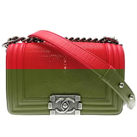 Chanel-Chanel Boy 20 Chain Shoulder Bag-Red