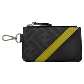 Fendi-Fendi Diagonal Men's Card Case-Black,Yellow
