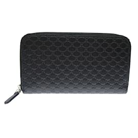 Gucci-Gucci Long Wallet in Black Micro GG Leather-Black