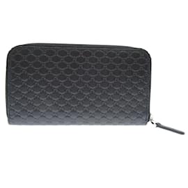 Gucci-Gucci Long Wallet in Black Micro GG Leather-Black