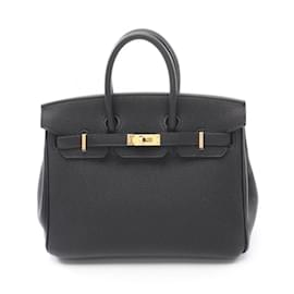 Hermès-Hermes Birkin 25 Handbag in Black Togo Leather-Black