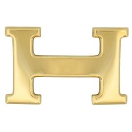 Hermès-HERMES H BUCKLE IN POLISHED GOLDEN METAL 32MM STEEL GOLDEN BUCKLE BELT-Golden