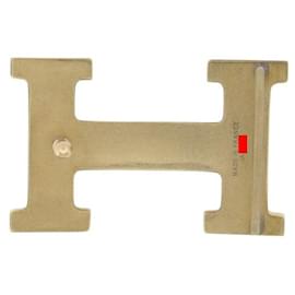 Hermès-HERMES H BUCKLE IN POLISHED GOLDEN METAL 32MM STEEL GOLDEN BUCKLE BELT-Golden