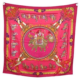 Hermès NUEVAS BUFANDAS HERMES CAPARACONS DE FRANCIA E INDIA BUFANDA DE SEDA 90 Fucsia