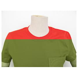 Hermès-NINE HERMES TSHIRT DRESS STRAIGHT EMBROIDERED POCKET H4508DL2Q34 XS 34 NEW DRESS-Red