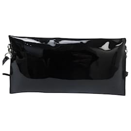 Fendi-NEUF SAC A MAIN FENDI 7M0146 MINI POCHETTE ENVELOPPE CUIR VERNIS PURSE BAG-Noir
