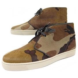 Christian Louboutin-NINE CHRISTIAN LOUBOUTIN HIGH TOP SNEAKERS 43 PONY CAMOUFLAGE-Beige