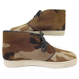 Christian Louboutin-NINE CHRISTIAN LOUBOUTIN HIGH TOP SNEAKERS 43 PONY CAMOUFLAGE-Beige