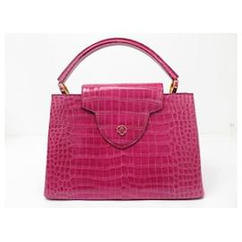 Louis Vuitton-NEW LOUIS VUITTON CAPUCINES GM CROCODILE ALLIGATOR LEATHER HANDBAG-Pink