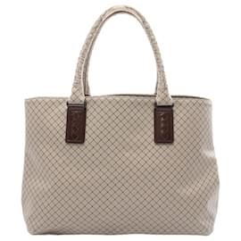 Bottega Veneta-Bottega Veneta Marco Polo Intreccio Jet Tote Bag-Brown,Beige
