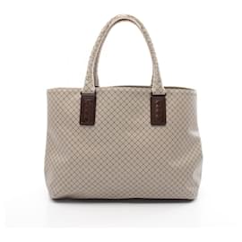 Bottega Veneta-Bottega Veneta Marco Polo Intreccio Jet Tote Bag-Brown,Beige