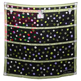 Louis Vuitton-Louis Vuitton Carre 90 Painted Dot Scarf-Black,Multiple colors