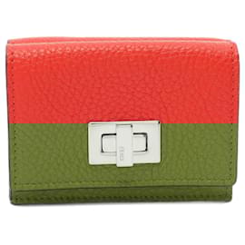 Fendi-Fendi Peekaboo Tri-fold Wallet-Red
