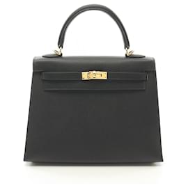 Hermès-Sac à main Hermes Kelly 25-Noir