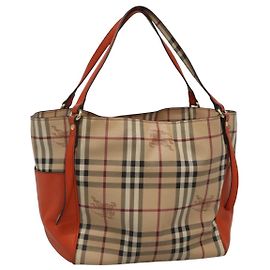 BURBERRY Nova Check Tote Bag PVC Beige Auth 114419 Beige
