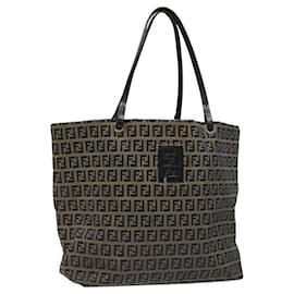 Fendi-FENDI Zucchino Canvas Tote Bag Navy Auth 114388-Navy blue