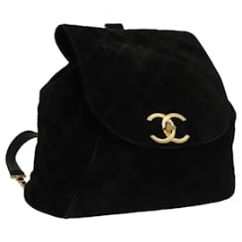 Chanel-CHANEL Matelasse Chain Backpack Suede Black CC Auth PP183-Black